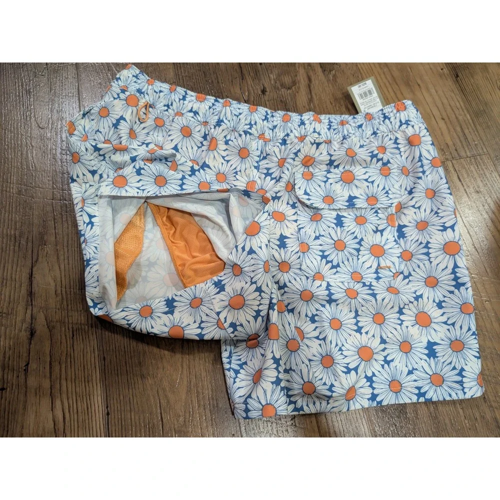 Goodfellow & Co Swim Trunks Mens L Blue Floral NWT 5